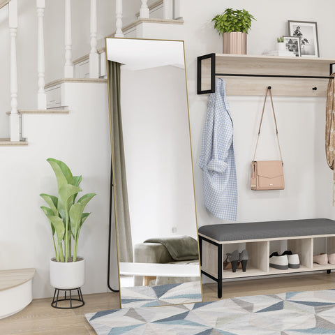 Rootz Full-Body Mirror - Standing Mirror - Floor Mirror - Precise Reflections - 50x160cm Gold Frame
