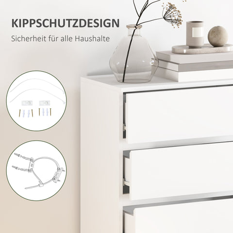 Rootz ATIDS Sideboard - Chest of Drawers - Storage Unit - 5 Drawers - Versatile White Design - 55cm x 34cm x 100cm