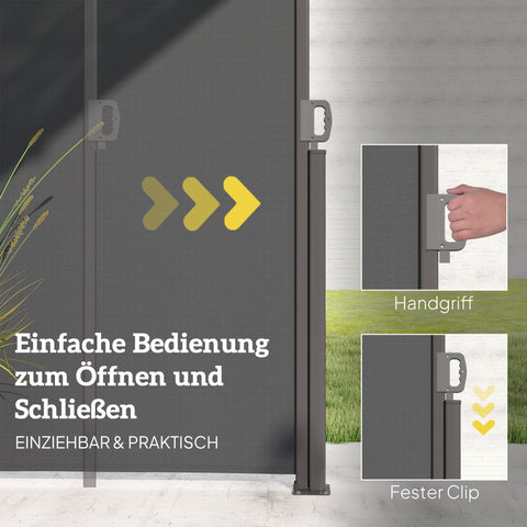 Rootz Side Awning Grey - Privacy Screen - Extendable Sun Protection - UV & Wind Resistant - 300cm x 140cm