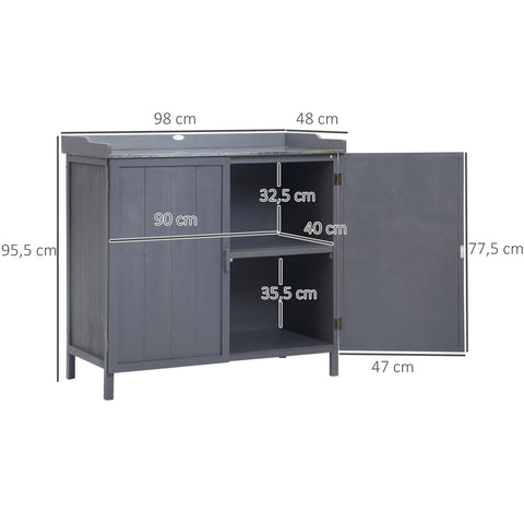Rootz Freestanding Garden Cabinet - Storage Unit - Outdoor Organizer - Waterproof - 98L x 48W x 95.5H cm