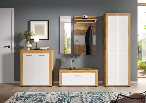 Rootz Wardrobe Combination Set - Closet Ensemble - Hallway Organizer - Maximizes Storage - 285cm x 191cm x 35cm - White and Brown