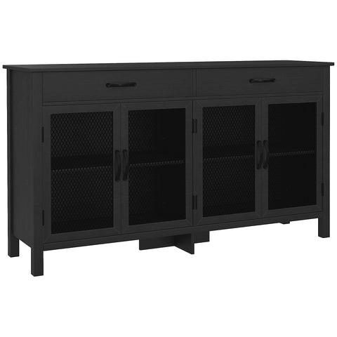 Rootz Lowboard Cabinet - Media Unit - Storage Furniture - Adjustable Shelves - 150cm x 40cm x 85cm Black