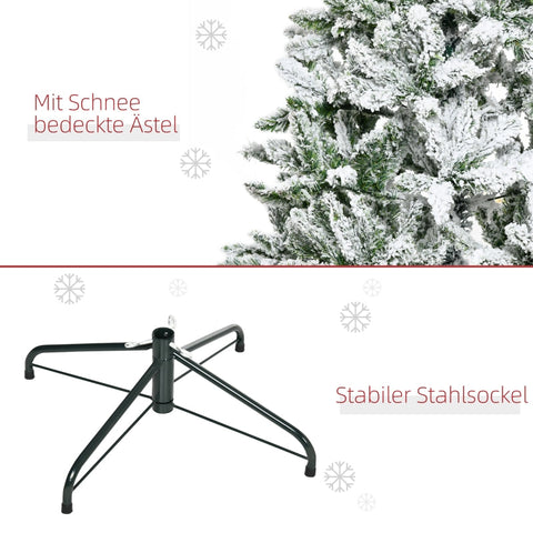 Rootz Artificial Christmas Tree - Frosty Xmas Tree - Snow Sprayed Pine - Easy Assembly - Flame Retardant - 85cm x 150cm - Green + White