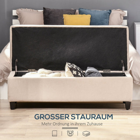 Rootz Upholstered Storage Bench - Bedroom Bench - Ottoman - Elegant Design - 125cm x 49cm x 41.5cm