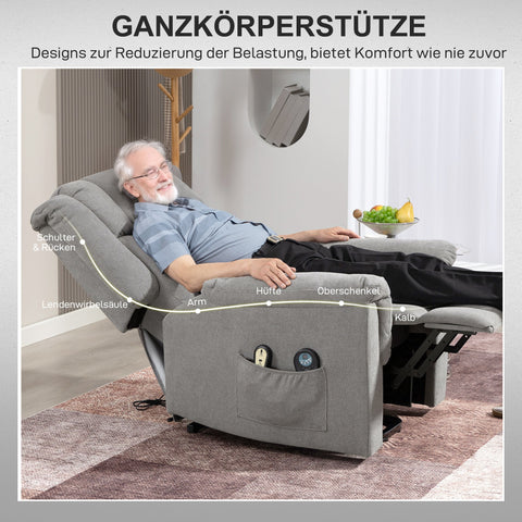 Rootz Powerlift Massage Chair - Heat Function Recliner - Upholstered Armchair - Enhances Circulation - 85cm x 91cm x 104cm