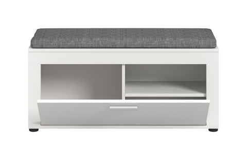 Rootz White Shoe Storage Bench - Entryway Organizer - Hallway Storage - 1 Height-Adjustable Shelf - 100cm x 44cm x 35cm
