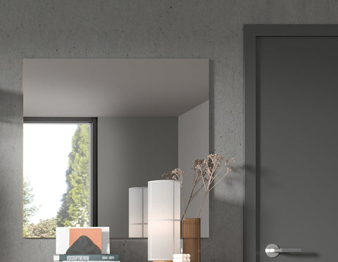 Rootz Grey Mirror - Coat Rack Mirror - Frameless Wall Mirror - Adds Brightness - 90x87x2 cm