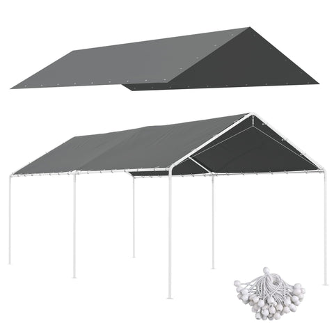 Rootz Car Shelter Replacement Tarpaulin - Cover - Polyethylene Sheet - UV Resistant - 586cm x 296cm - Includes 48 Bungee Balls
