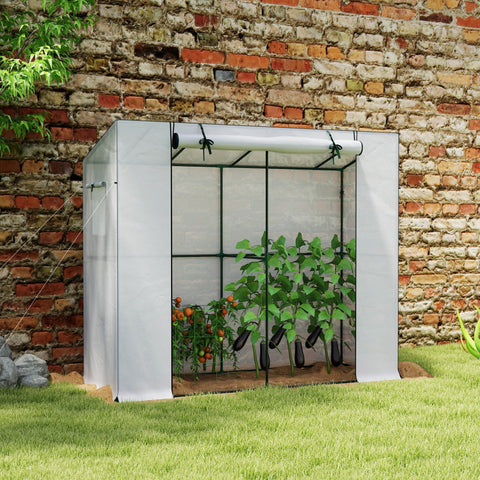 Rootz Mini Lean-To Greenhouse - Cold Frame - Plant Shelter - UV Resistant - 200cm x 76cm x 170/150cm