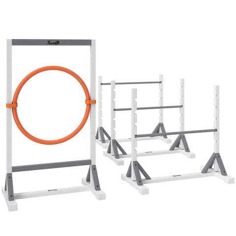 Rootz 4-Part Dog Agility Equipment Set - Training Kit - Exercise Gear - Height Adjustable - Fir Wood & Plastic - 72cm x 40cm x 69cm