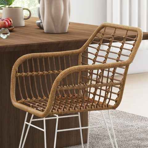 Rootz Rattan Dining Chairs - Kitchen Chairs - Wicker Furniture - Comfortable Seating - 56cm x 60cm x 79cm
