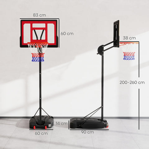 Rootz Children's Basketball Basket - Outdoor Basketball Hoop - Adjustable Kids Basket - Height Growth Feature - 90cm x 60cm x 14cm Base
