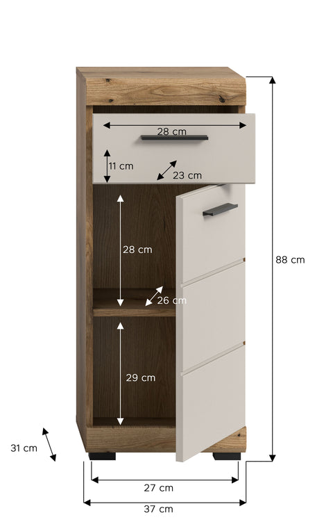 Rootz Freestanding Cabinet - Storage Unit - Organizer - Durable MDF, Versatile Design - 37 x 88 x 31 cm