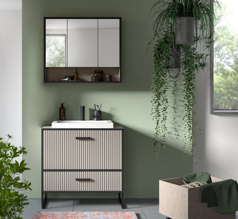 Rootz Bathroom Combo - Bathroom Set - Grey - Stylish Storage - 80x192x48 cm