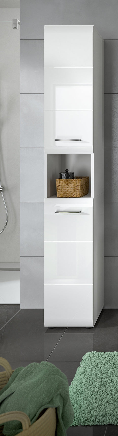 Rootz Tall Cabinet - High Gloss Cupboard - Storage Unit - Versatile Storage - 30x185x30 cm