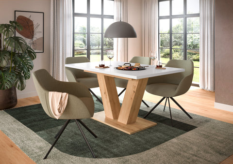 Rootz Extendable Dining Table - Brown & White Imitation - Adjustable Dining Table - Chipboard Construction - Durable & Easy Cleaning - 150-190x76x80 cm