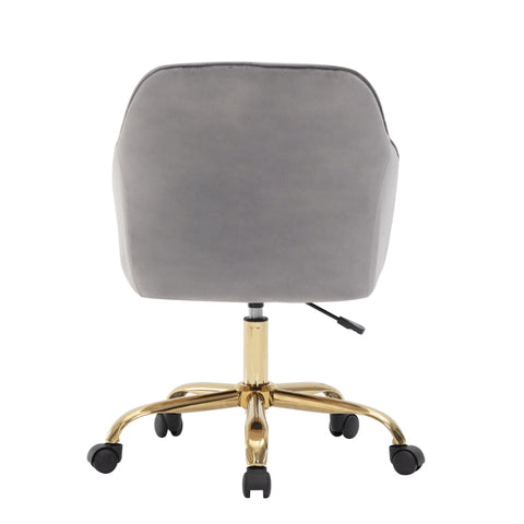 Rootz Gray Velvet Swivel Chair - Height Adjustable Chair - Rotatable Office Chair - Maximum Comfort - 44L x 55W x 91H cm