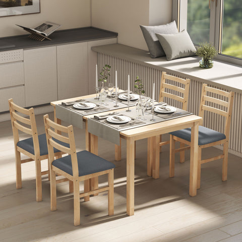 Rootz 3-Part Dining Table Set - Kitchen Table - Space-Saving Table Set - MDF & Foam - 60cm x 74.5cm - Brown & Grey