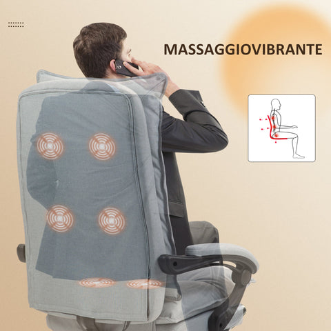 Rootz Massage Office Chair - Desk Chair - Ergonomic Swivel - Comfort & Support - 70cm x 62cm x 120-130cm,  Grey