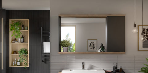 Rootz Mirror Cabinet - Vanity Cabinet - Grey Storage - Ample Storage Space - 130x76x20 cm