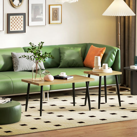 Rootz 2-Set Coffee Table - Side Table - Flexibility Table - Modern Design - 90x50x45cm (Large), 40x40x50cm (Small)