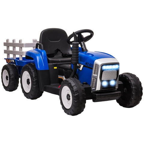 Rootz Children's Electric Car with Trailer - Ride-On Car - Kids' Electric Vehicle - Remote Control - Headlights - 136.5cm x 50cm x 52.5cm - Blue