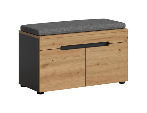 Rootz Entryway Bench - Hallway Seating - Storage Bench - Includes Grey Seat Cushion - 80x45x37cm