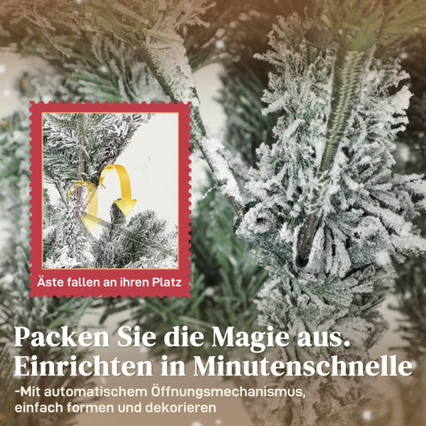 Rootz 150cm Artificial Christmas Tree - Snowy Xmas Tree - Flocked Pine - Realistic & Safe - Easy Assembly - 1162 Tips - Ø93 x 150H cm