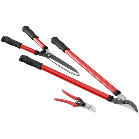 Rootz Hedge Trimmer Set - Garden Scissors - Pruning Shears - Effortless Gardening - Red+Black - Scissors 51.5x17.5x4cm, Shears 65x20x2.4cm