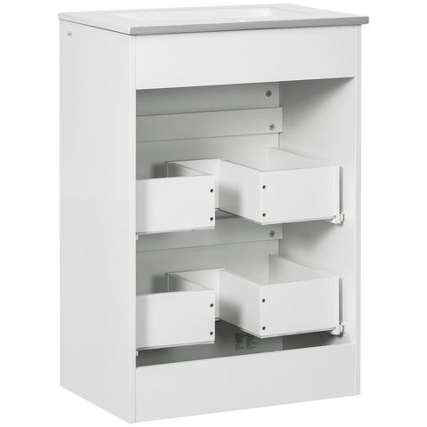 Rootz Bathroom Cabinet - Vanity Unit - White - 2 Drawers - Space-Saving Design - 61cm x 37cm x 88cm