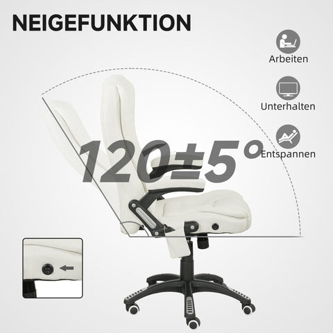 Rootz Office Chair with Massage - Ergonomic Desk Chair - Executive Seating - Enhances Relaxation -White - 68cm x 72cm x 110–120cm
