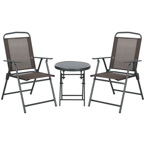 Rootz 3-Piece Bistro Set - Metal Garden Furniture - Weatherproof Patio Set - Foldable Design - Table Ø45x50cm, Chair 53.5x64x93cm
