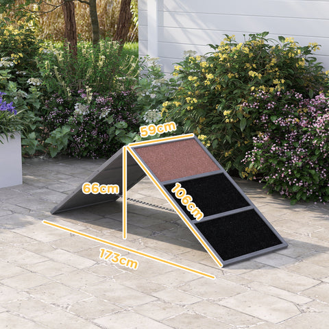 Rootz Dog Sports Ramp - Dog Sports Device - A-Shaped Frame - Non-Slip Surface - Maneuverability - 173cm x 59cm x 90cm