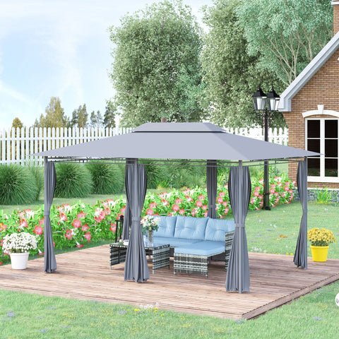 Rootz Garden Pavilion - Colonial Style Canopy - Outdoor Gazebo - UV Protection - 3m x 4m x 2.8m