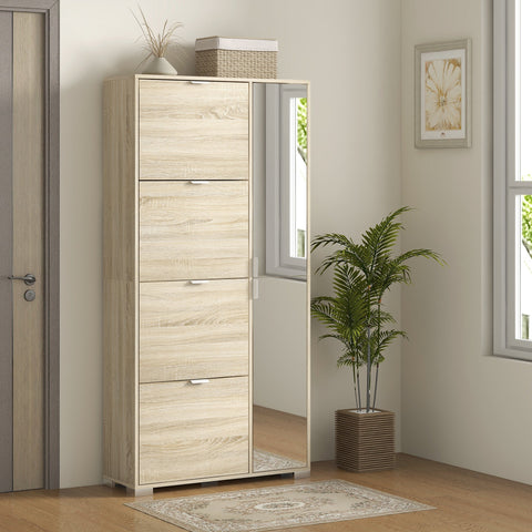 Rootz Shoe Cabinet - Shoe Storage - Mirror Doors - Durable & Stable - 82cm x 30cm x 168cm