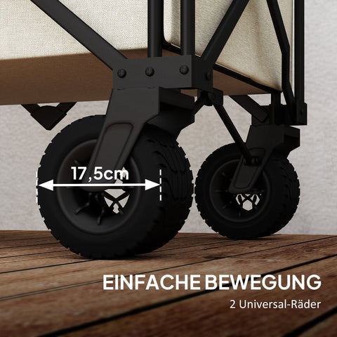 Rootz Garden Car - Foldable Transport Cart - Resilient Handcart - 100kg Capacity - 90cm x 48cm x 92cm - Brown Oxford Fabric