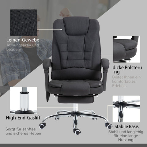 Rootz Ergonomic Office Chair - Desk Chair - Massage Armchair - Full Recline & Heat - 65W x 138D x 98-104H cm