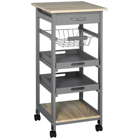 Rootz Serving Trolley Kitchen Island - Rolling Cart - Kitchen Helper - Extra Storage - 37W x 37D x 82H cm