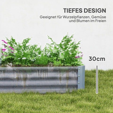 Rootz Raised Garden Bed - Planting Bed - Steel Planter - Weather-Resistant - 828L Capacity - 240cm x 120cm x 30cm