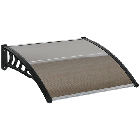 Rootz Door Roofing - Canopy Awning - Weather Shield - Protects Against Rain, Wind & Hail - 103 x 96.5 x 27 cm - Brown Polycarbonate & Aluminum