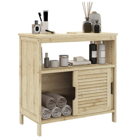 Rootz Bamboo Vanity Unit - Bathroom Cabinet - Storage Organizer - Durable Bamboo - 60cm x 30cm x 60cm