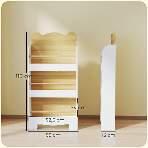 Rootz Children's Bookshelf - Kids Storage Shelf - Wooden Bookcase - Anti-Tilt Safety - 55x15x110cm White