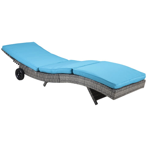 Rootz Sun Lounger Deck Chair - Outdoor Recliner - Adjustable Backrest - Removable Mattress - 207cm x 70cm x 70cm