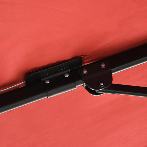 Rootz Displaced Square Parasol - Patio Umbrella - Garden Canopy - UV Protected - 2.45L x 2.45W x 2.48H m - Red