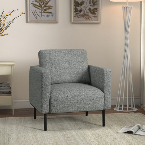 Rootz Lounge Armchair - 1-Seater - Fabric Chair - Linen Look - Maximum Comfort - 79 x 76 x 65 cm - Grey and Black