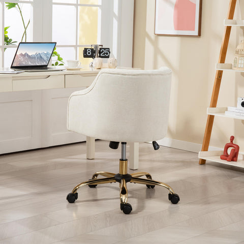 Rootz Upholstered Office Chair - Linen-Look Desk Chair - Height Adjustable - Comfort Seating - 54x52x73-81cm