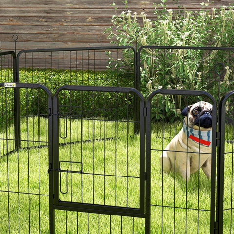 Rootz Puppy Run - Animal Enclosure - Folding - Locking Door - Weather Resistant - 8 Panel - Black - 80cm x 60cm