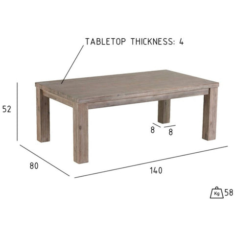 Rootz Coffee Table - Solid Acacia Wood - Elegant, Durable - Fits Any Living Room - Easy Maintenance - 140cm x 80cm x 52cm