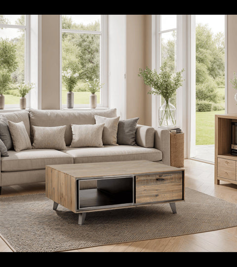 Rootz Coffee Table - Stylish Center Table - Elegant Living Room Furniture - Durable, Spacious, Easy Maintenance - 120cm x 75cm x 45cm