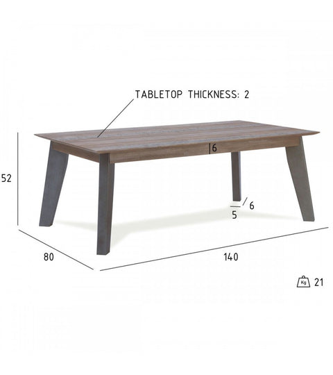 Rootz Coffee Table - Modern Coffee Table - Stylish Living Room Furniture - Durable Solid Acacia Wood - Elegant Gray Finish - Easy Maintenance - 140cm x 80cm x 52cm